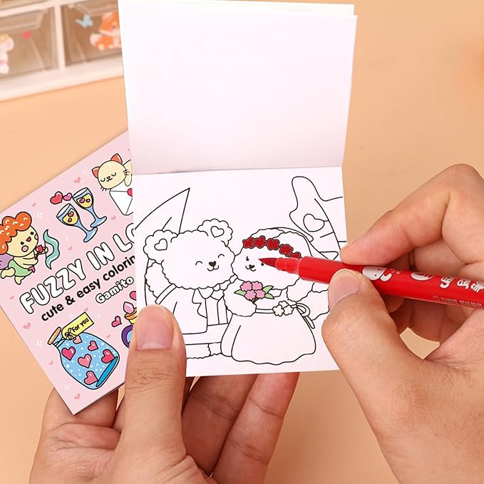 Mini Coloring Book for Adults, 2-Pack Travel Small Coloring Books, Pocket Size Adults Relaxation Coloring Books Stress Relief Adult Mini Coloring Book (Sweet Heart)