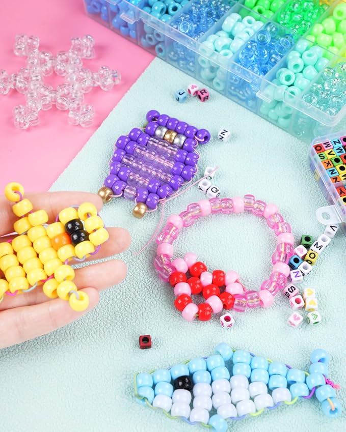 BestNow Bracelet Making Kit with Pony Beads, 48 Colors Kandi Beads 4000PCS, Letter Beads Jewelry Supplies for DIY Friendship Bracelets & Necklaces, Arts and Crafts Gift for Kids, Teens & Adults