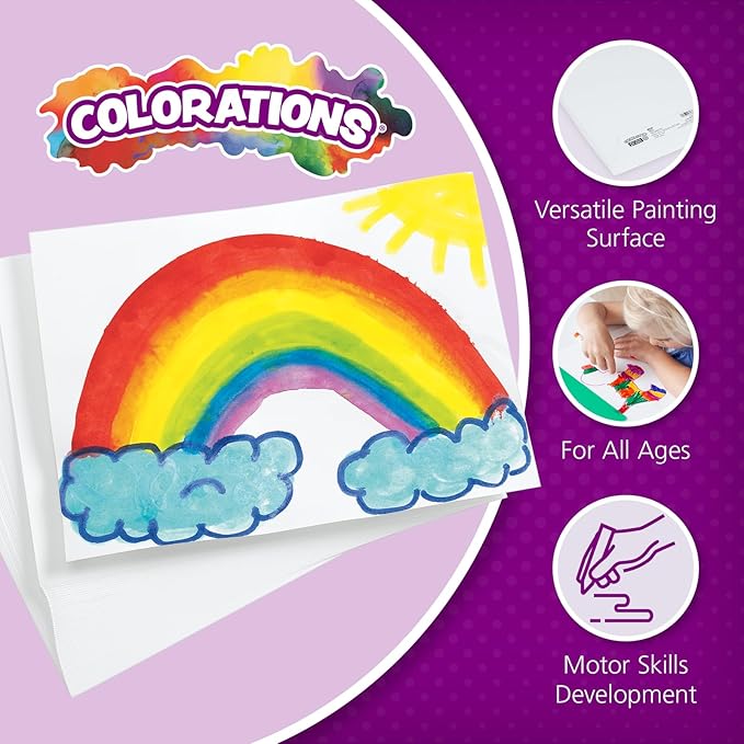 colorations art paper, 9" x 12" painting & craft paper, finger paints, watercolor, tempera, drawing, art room & homeschool crafts 100 sheets