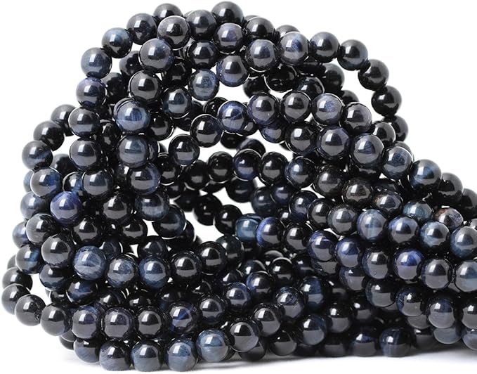 cheavian 60pcs 6mm natural blue tiger eye gemstone round loose beads for jewelry making diy findings 1 strand 15"