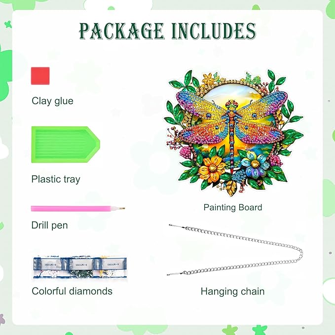 MAXBYE Dragonfly Diamonds Painting Kits Hanging Pendant, Special Shaped Crystal DIY Dragonfly Diamond Art, Diamond Art for Beginners DIY Crafts, Window Pendant Ornament for Home Decoration, 7.8in