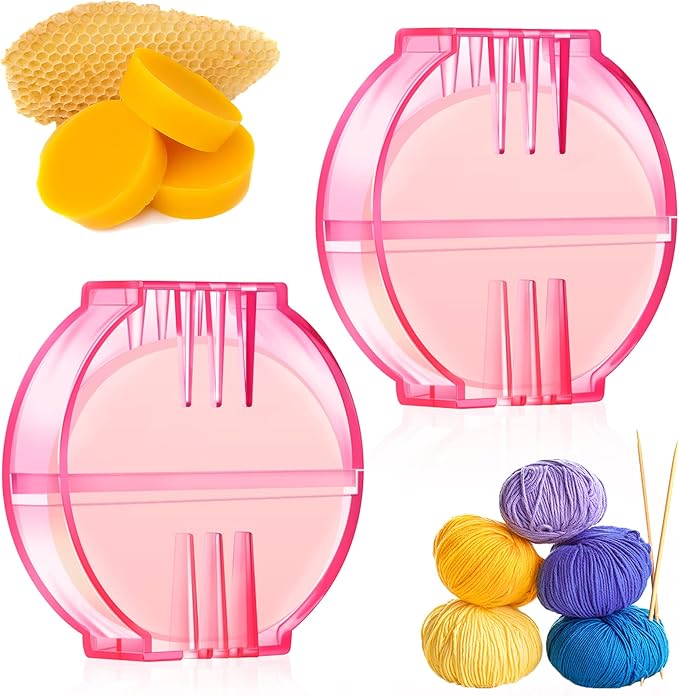 2 Pieces Beeswax Thread Conditioners Sewing Beeswax Strengthening Bees Wax Round Holders Red Conditioners Thread Wax Sewing Supplies for Quilt Making Strengthening Line