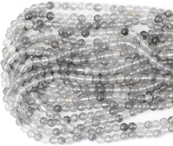 cheavian 60pcs 6mm natural cloud crystal gemstone round loose beads crystal energy stone healing power for jewelry making 1 strand 15"