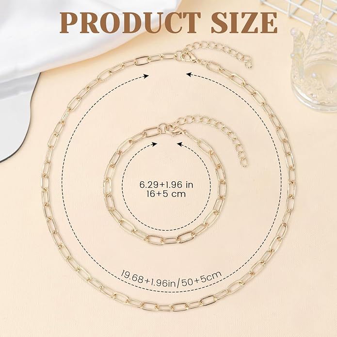 20pcs Charm Necklace Bracelets Making Kit, Paperclip Necklace for Women, Adjustable Charm Bracelet Jewelry Supplies, Stainless Steel Gold Chain with Lobster Clasps for Jewelry Making