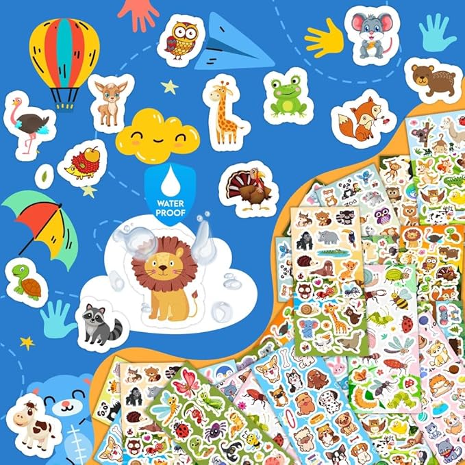36 sheets animal stickers for kids, 700+ cute animal stickers for scrapbooking, teachers classroom prizes, goodie bag stuffers, birthday gift idea, party favors, decorations