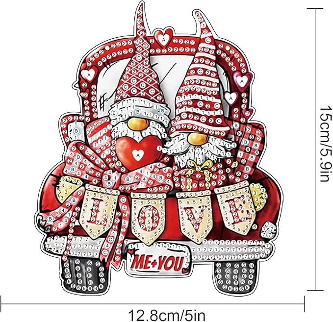 DIY Diamond Art Painting Hanging Pendant, Gnome 5D Special Shape Crystal Diamond Art Partial Mosaic Making Craft Car Ornaments, Valentine's Day Home Wall Decor Window Suncatchers Handmade Gift