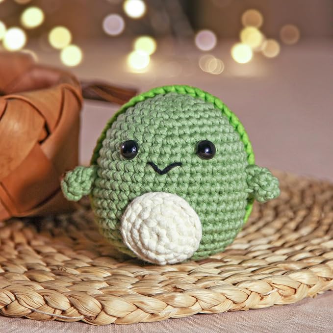 Complete Beginners Crochet Kit - Turtle Crochet Kit, All You Need in, Include Step-by-Step Video Tutorials, Easy Using Soft Yarn, Instruction, Birthday Gift for Adults, Teens