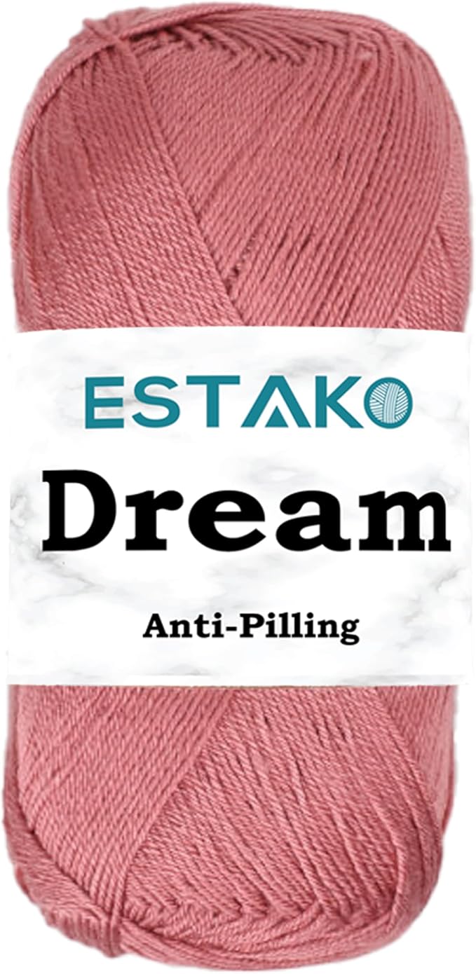 Estako Dream, 100% Microfiber Acrylic Yarn, Soft, Super Fino/Fingering Weight (1) for Crochet and Knitting 3.5 Oz (100g) / 382 Yrds (350m) (73100 - Coral)