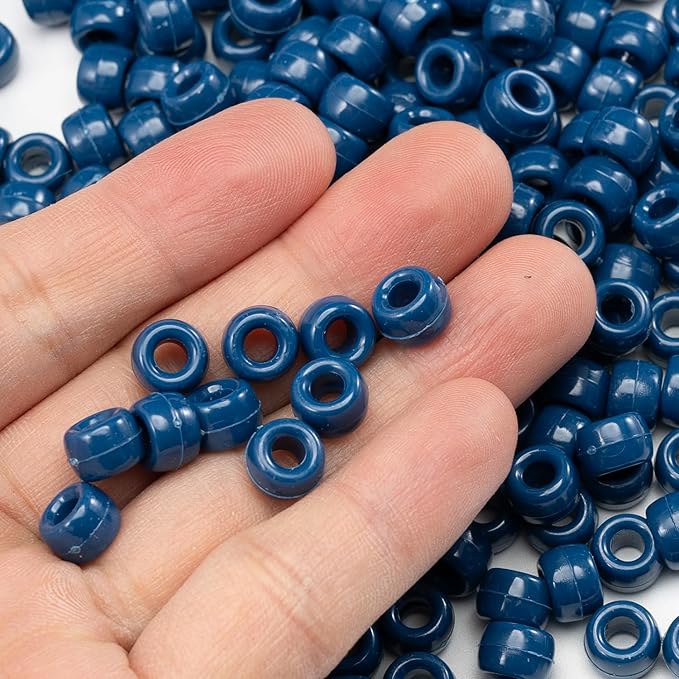 1000 Pcs Acrylic Pony Beads 6x9mm Bulk for Bracelet Necklace Jewelry Making Earring Hair Braiding Kandi Beads (Violet blue6)
