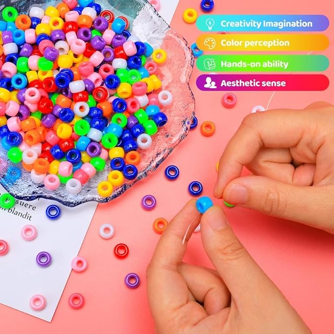 iooleem pony beads(4500pcs light blue pony beads), beads for bracelets making, crafts, beading supplies, friendship bracelets making.