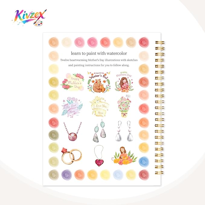 Mother's Day Watercolor Workbook for Adults, Beginner Friendly Watercolor Painting Kit Water Coloring Book, Nature-Themed Practice Art Gift Water Color Paint Book with Palette and Brush