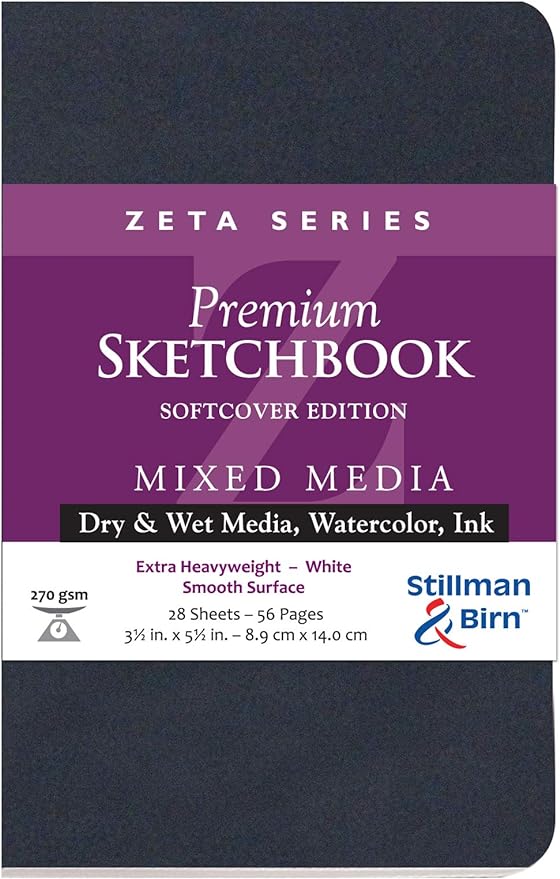 Stillman & Birn Zeta Series Softcover Sketchbook, 3.5" x 5.5", 270 gsm (Extra Heavyweight), White Paper, Smooth Surface