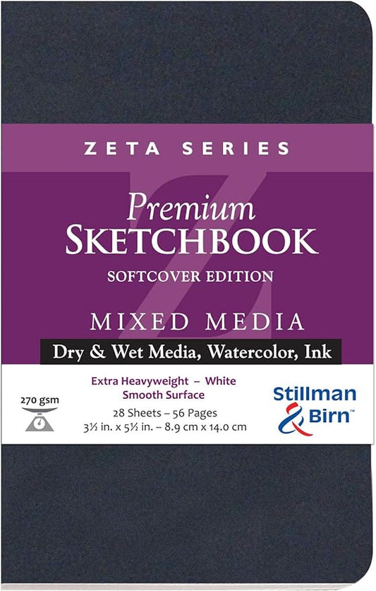 Stillman & Birn Zeta Series Softcover Sketchbook, 3.5" x 5.5", 270 gsm (Extra Heavyweight), White Paper, Smooth Surface