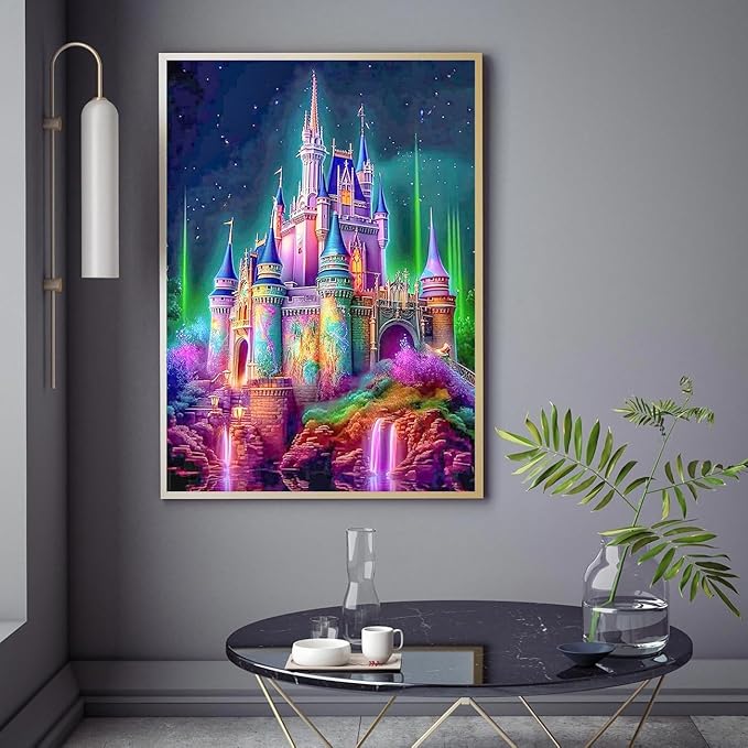 Meothan 5D Diamond Painting Kits for Adults, DIY Castle Diamond Art Painting Kits for Beginner, Full Drill Gem Art Painting Crafts for Home Wall Decor Gift 12‘’x16‘’