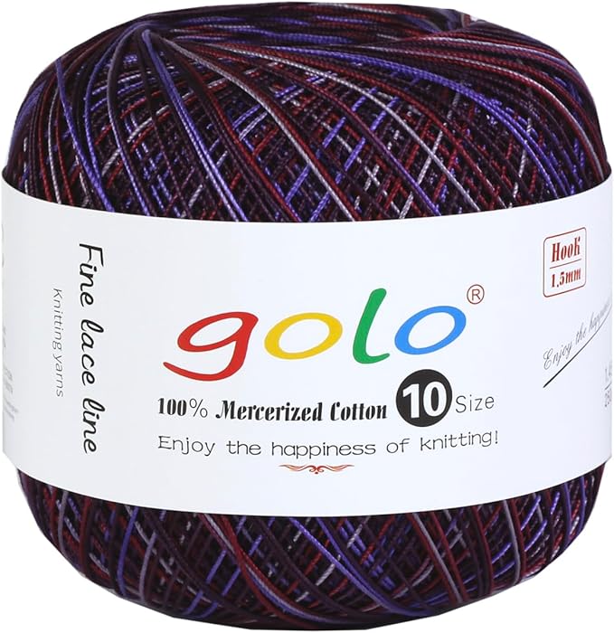 Golo Crochet Thread Size 10 for Hand Knitting - Multicolour Rainbow Yarn D173