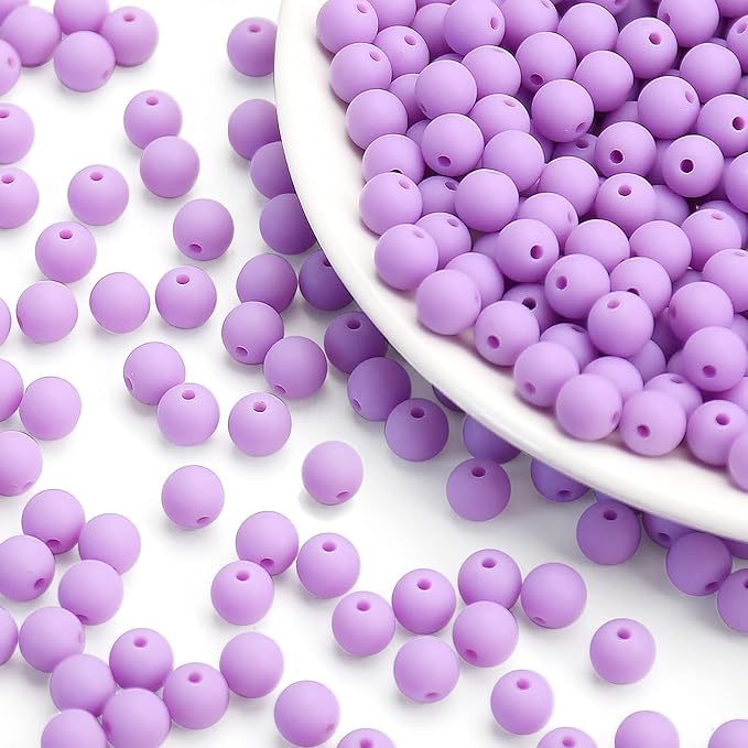bonny boxx 200pcs 10mm matte light purple acrylic round beads, frosted plastic resin bubblegum balls chunky gumball beads for necklace and bracelet making, crafting supplies