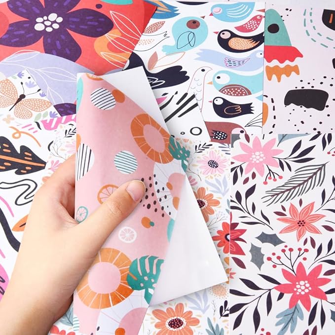 6x6” 160gsm cardstock Single Sided Scrapbooking 24 Papers Pad vintage decoupage scrapbook kit patterned paper junk journal supplies journaling supply scrap paper crafting Flower Bird
