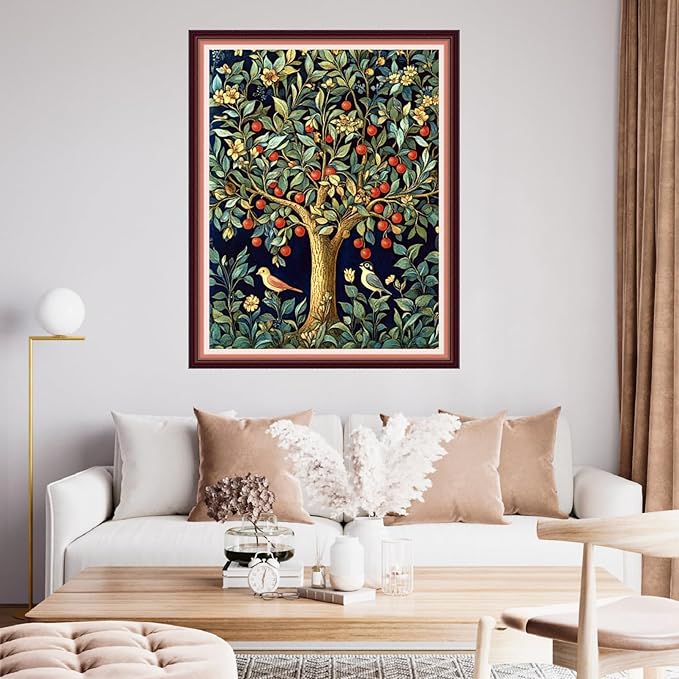 fanxvivy stamped cross stitch kits for beginners full range of cross stitching preprinted embroidery kits for adults, 11ct embroidery pattern needlepoint kits-birds and trees 16x20 inch