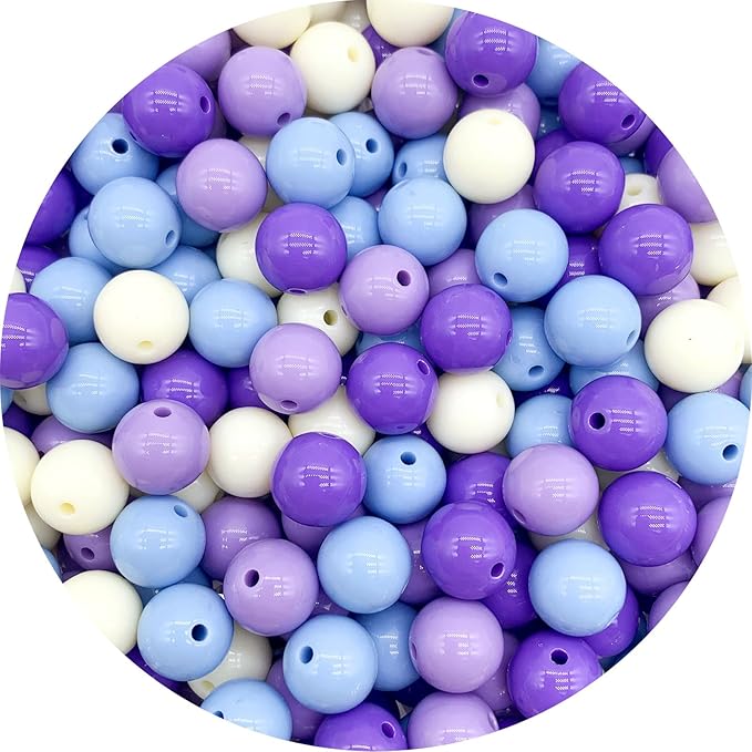 1000pcs 6mm mixed color acrylic round beads, assorted plastic gumball bubble gum beads with hole pastel loose beads bulk for jewelry diy making crafting supplies (purple series)