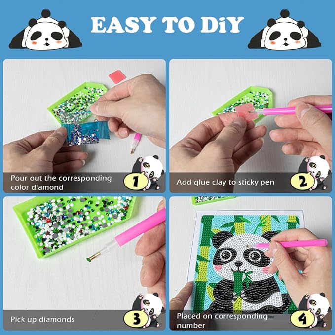 Labeol Diamond Art Kits for Kids Crafts for Girls Ages 6-8-10-12 Easy to DIY Creative Diamond Art Sticker Craft by Numbers Kits for Kids and Adult Beginners (6 Pack Chic)