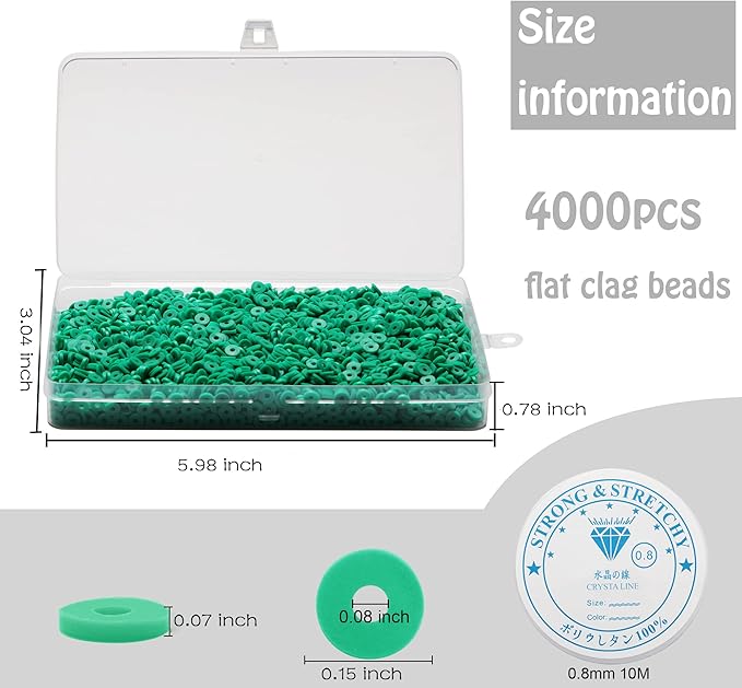 4000 Pcs Clay Beads for Bracelets Making, Polymer Spacer Flat DIY for Jewelry Necklace Earring Making Kit, Preppy Aesthetic Heishi Heshie Thin Disk Beads Assortments Set 4 6 8MM (GR-6-08, 4MM)