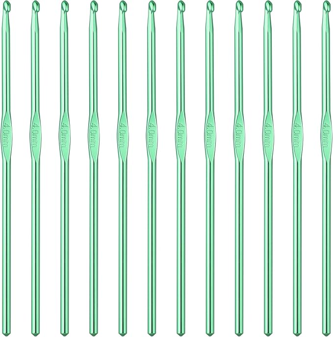 12PCS 4mm Crochet Hooks, US Size G/6 Small Crochet Hooks, Aluminum Crochet Needles for DIY Yarn Craft, Knitting Needles for Beginners Women Adults