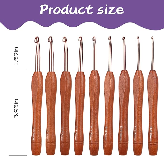 Ruidi Wooden Handle Handle Crochet Hook(9pcs)