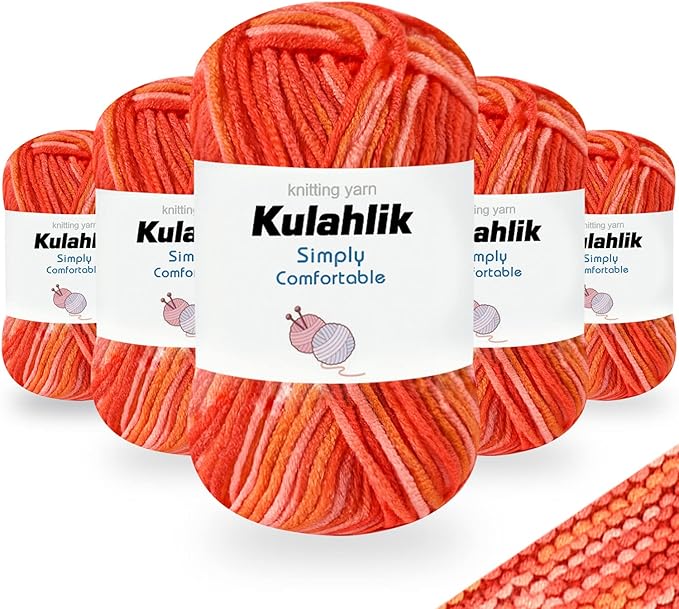 250g(5x50g) Acrylic Yarn for Crochet/Knitting, Colorful Gradient Yarn Thread, 5 Rolls Skeins, Perfect for Any Knitting Crochet and Crafts Mini Project
