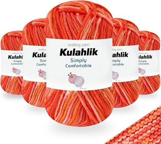 250g(5x50g) Acrylic Yarn for Crochet/Knitting, Colorful Gradient Yarn Thread, 5 Rolls Skeins, Perfect for Any Knitting Crochet and Crafts Mini Project