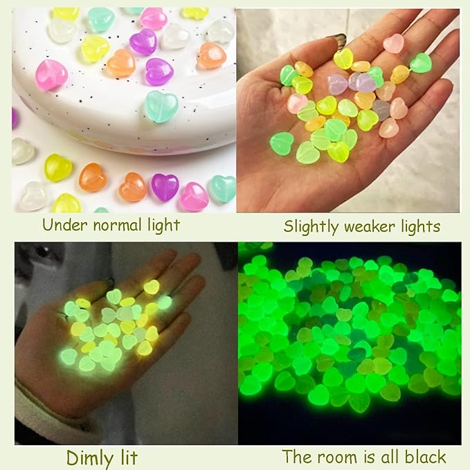 888Pcs Glow in The Dark Beads Star Beards Butterfly Beads Heart Beads UV Beads Color Changing Sun Sensitive Luminous Beads Plastic Beads Fun Cute Solar Beads Bulk for Bracelet Necklace Jewelry Making