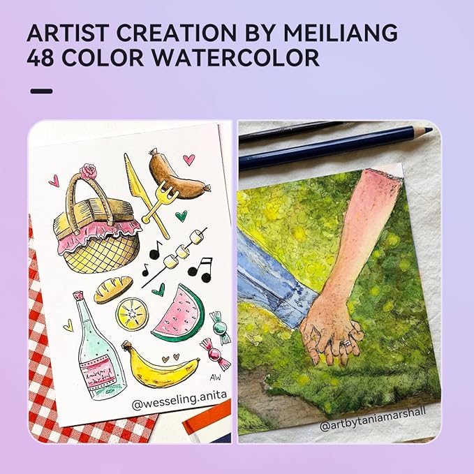 MeiLiang Watercolor Paint Set, 36 Standard Colors and 12 Glittery Colors in Exquisite Carrying Box with Metal Ring and Watercolor Brush, Perfect as Art Gift, Suitable for Beginners, Professionals