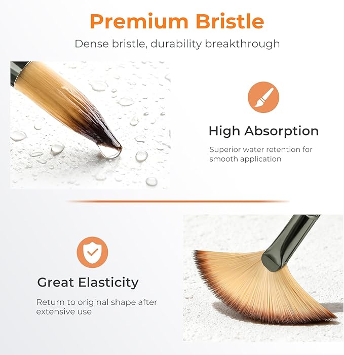 Nicpro 26pcs Paint Brush Set, Professional Paintbrushes with Palette Knife and Cloth Roll, Artist Paint Brushes for Acrylic Painting, Oil, Watercolor & Gouache, Adults Art Painting Tools Supplies