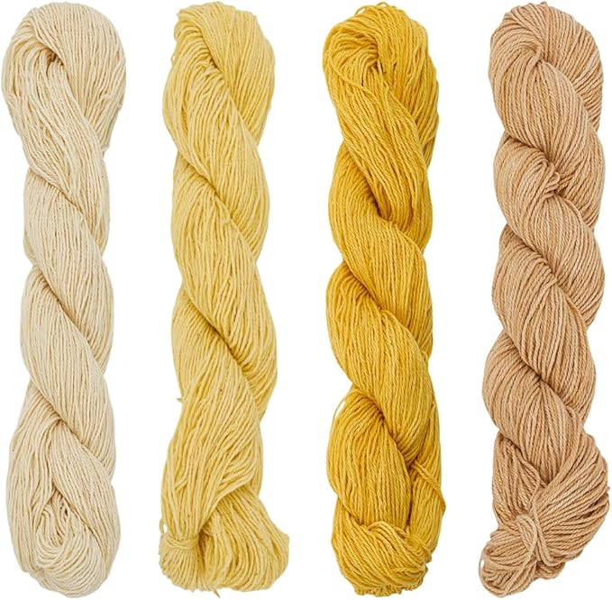 FREEBLOSS 4 Pcs Sashiko Thread 100M x 4 Colors Cotton Embroidery Floss 3 Stranded Yellow Embroidery Threads Japanese Quilting & Sewing Thread for Sashiko Kit Supplies