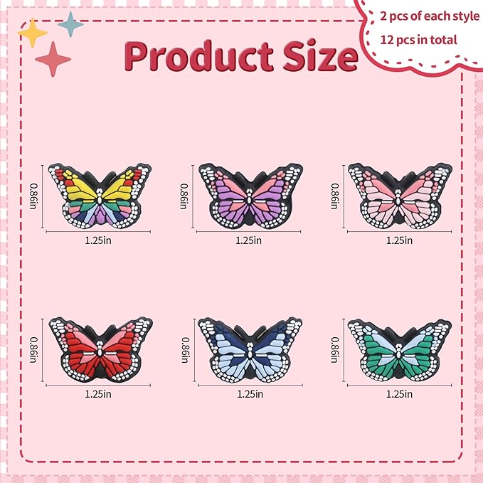 14PCS Butterfly Silicone Beads for Pens, 14Pcs Silicone Focal Beads for Keychain Making DIY Handicraft（Butterfly ）