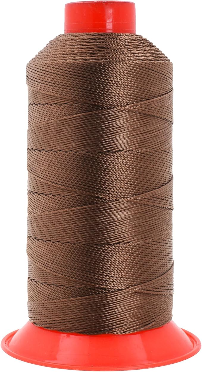 Mandala Crafts Size 346 210D T350 Bonded Nylon Thread - Russet Brown 415 YDs Tex 350 Heavy Duty Sewing Threads for Leather, Jeans, Weaving, Outdoor Marine Upholstery
