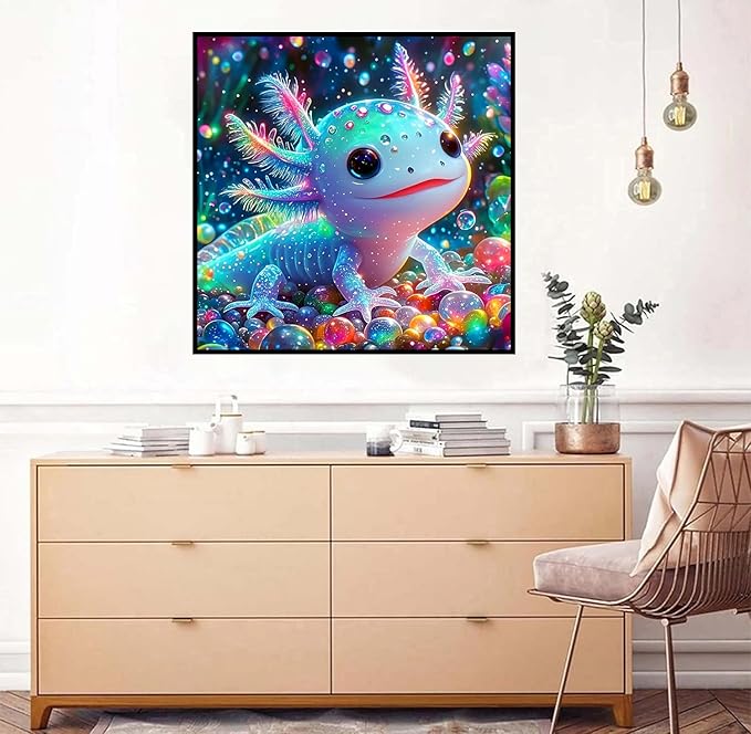 Axquilon Diamond Art Kits for Adults, 5D Salamander Diamond Painting Kits for Adults, DIY Full Round Drill Gem Art for Wall Home Decor Craft 14X14 Inch