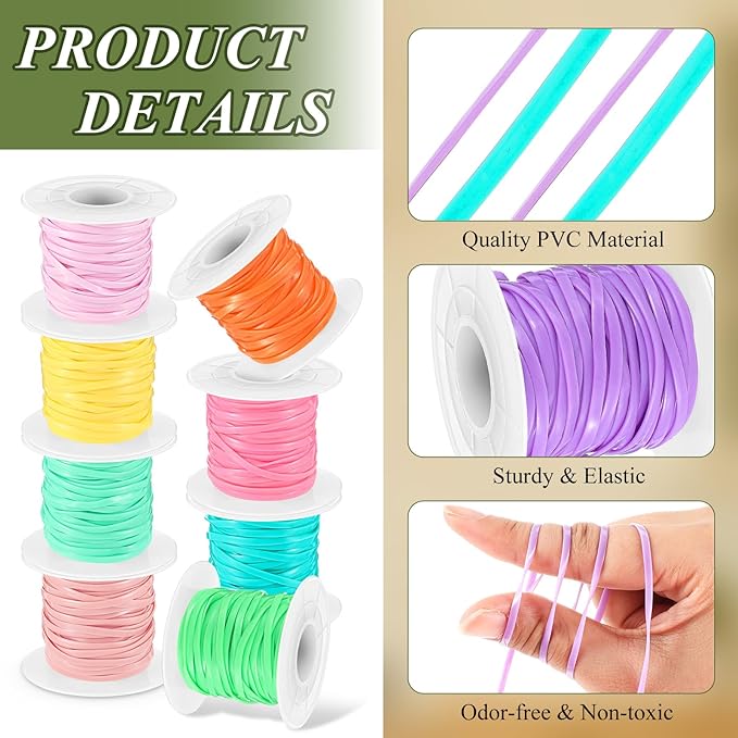 Gimp String Kit, 12 Rolls Lanyard String Plastic Lacing Cord 131yd Elastic Boondoggle Summer Gimp Bracelet Lanyard for Friendship Bracelets Making Jewelry DIY Summer Craft Weaving Kit(Macaron Color)
