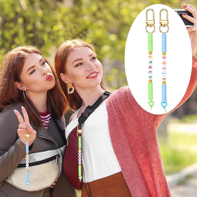 Ferreve 4948 Pcs Friendship Keychain Making Kit DIY Gift Friendship Key Chain Crafts Clay Beads Charms Letter Name Bead Jewelry Accessories for Women Birthday Christmas Party Favors(Cute Style)