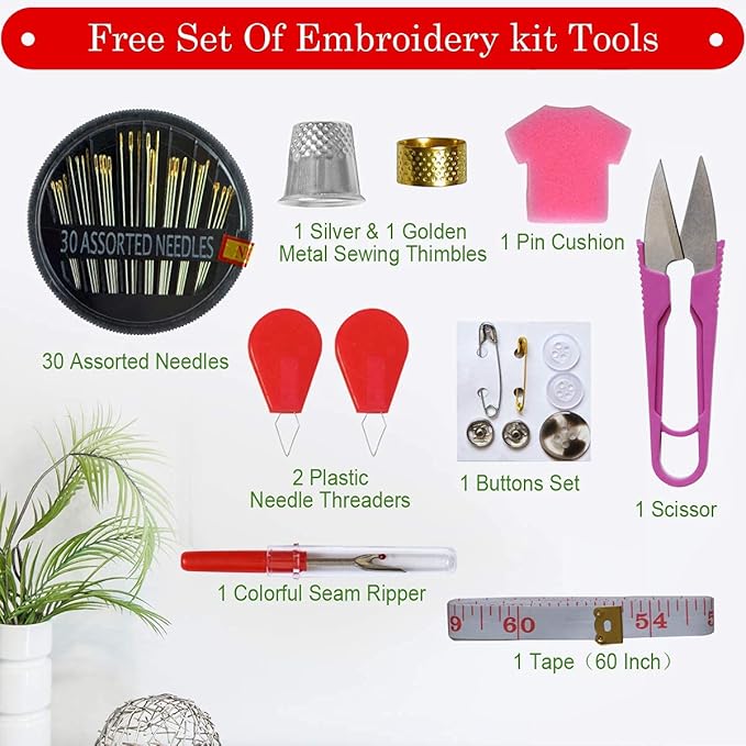 176 PCS Embroidery Floss Set, Complete Set of Tools kit, 4-Tier Organizer Storage Box