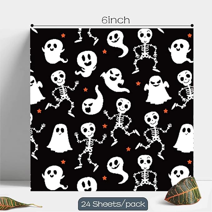 YASMEN Scrapbook Paper Pad - 6"×6” - 24 Sheets Halloween Scrapbooking Supplies Kit - 160gsm Single-Sided Pattern, Designer Planner, Junk Journal Craft Paper, Card Making Supplies