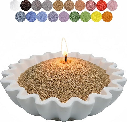 Aufien Candle Sand with Wicks, 21.4 Oz Pearled Candle, DIY Bead Powder Sand Wax Making kit Refillable Non Toxic for Handmade, Mother's Day Wedding and Halloween Christmas Decorations Brown