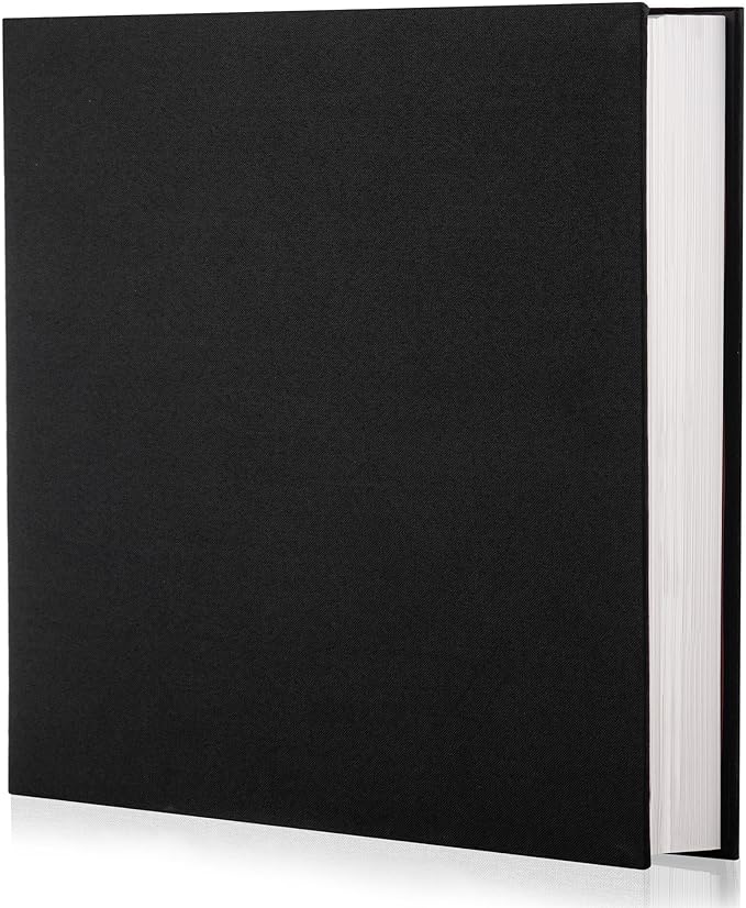 Black Photo Album Self Adhesive Scrapbook Album for 4×6 Photos/Pictures DIY Linen Cover Album 15 Sheets/30 Blank Pages for Family Wedding, Birthday, Christmas, Anniversary