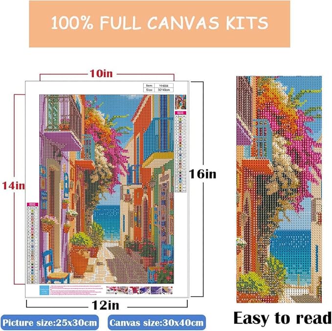 WUSARPLY Seaside Scenery Diamond Painting Kits for Adults, Landscape Diamond Art Kits Full Drill Diamond Dots Paint with Diamonds Gem Arts and Crafts for Beginner Home Wall Decor