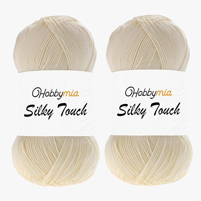 Silky Touch Acrylic Yarn - Soft Sport Weight Yarn for Crochet & Knitting - 100g / 383yds - 100% Microfiber Acrylic - Lightweight Fine Smooth Yarn(Brown - Cream, 2 Skeins)