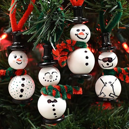 Ready 2 Learn Christmas Crafts | Create Your Own Bead Snowmen | Set of 4 | DIY Ornaments for Kids | Christmas Tree Decoration | All Materials Included