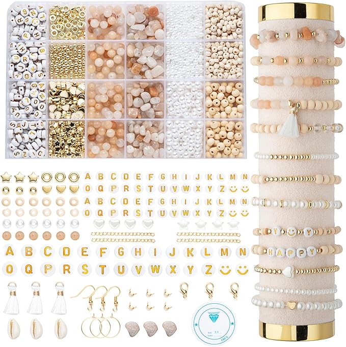 xylise jewelry making supplies kit natural stone beads for irregular natural stone with for diy craft bracelet necklace earrings for adults (pink)