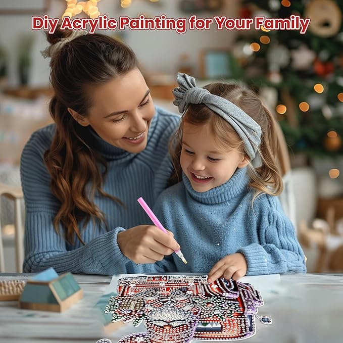 MOGTAA Christmas Diamond Art Hanging Kits for Adults Kids, Christmas Truck Diamond Art Suncatchers, 5D Special Shape Gnome Diamond Painting Window Pendant Kit for Home Garden Wall Decor