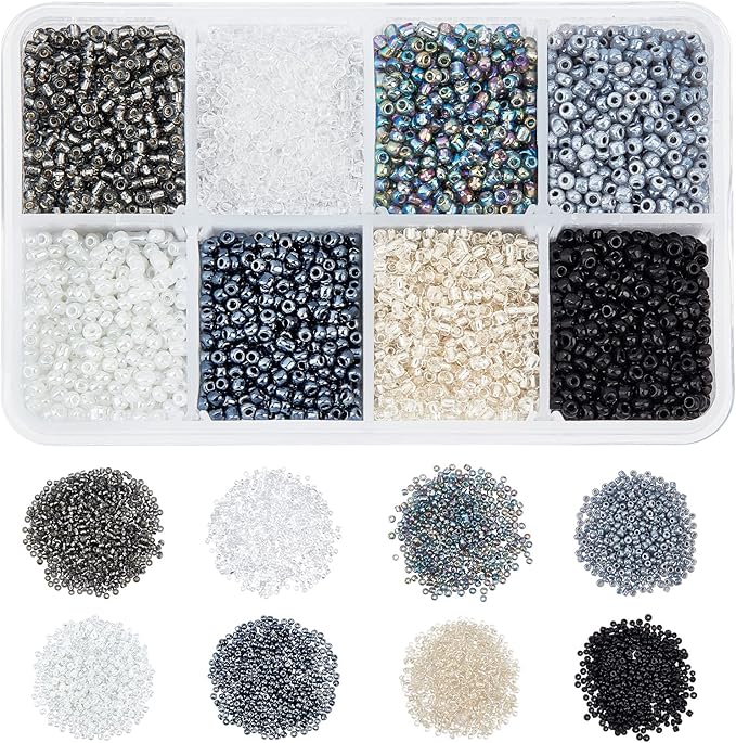 NBEADS 12500 Pcs 2-2.5mm Small Glass Seed Beads for Jewelry Making, 12/0 Small Craft Beads, Mini Beads with 1mm Hole for Bracelets Earring Making Supplies Kit