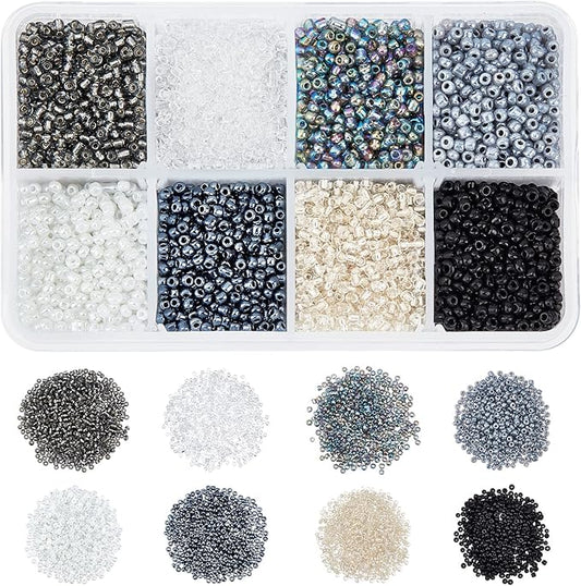 NBEADS 12500 Pcs 2-2.5mm Small Glass Seed Beads for Jewelry Making, 12/0 Small Craft Beads, Mini Beads with 1mm Hole for Bracelets Earring Making Supplies Kit