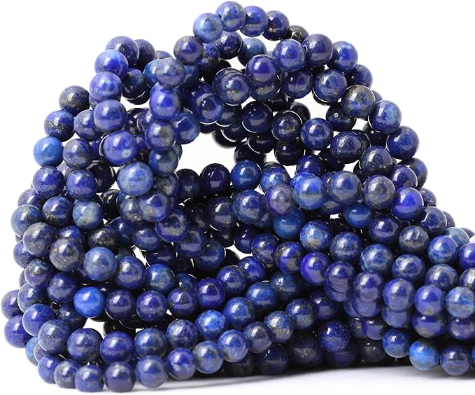 cheavian 60pcs 6mm natural lapis lazuli gemstone round loose beads for jewelry making diy findings 1 strand 15"